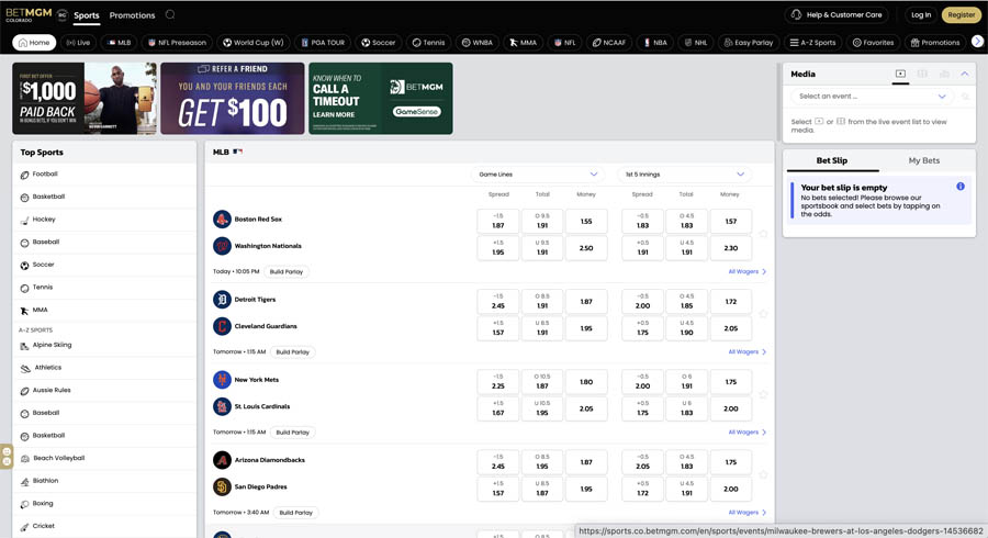 screenshot betmgm homepage